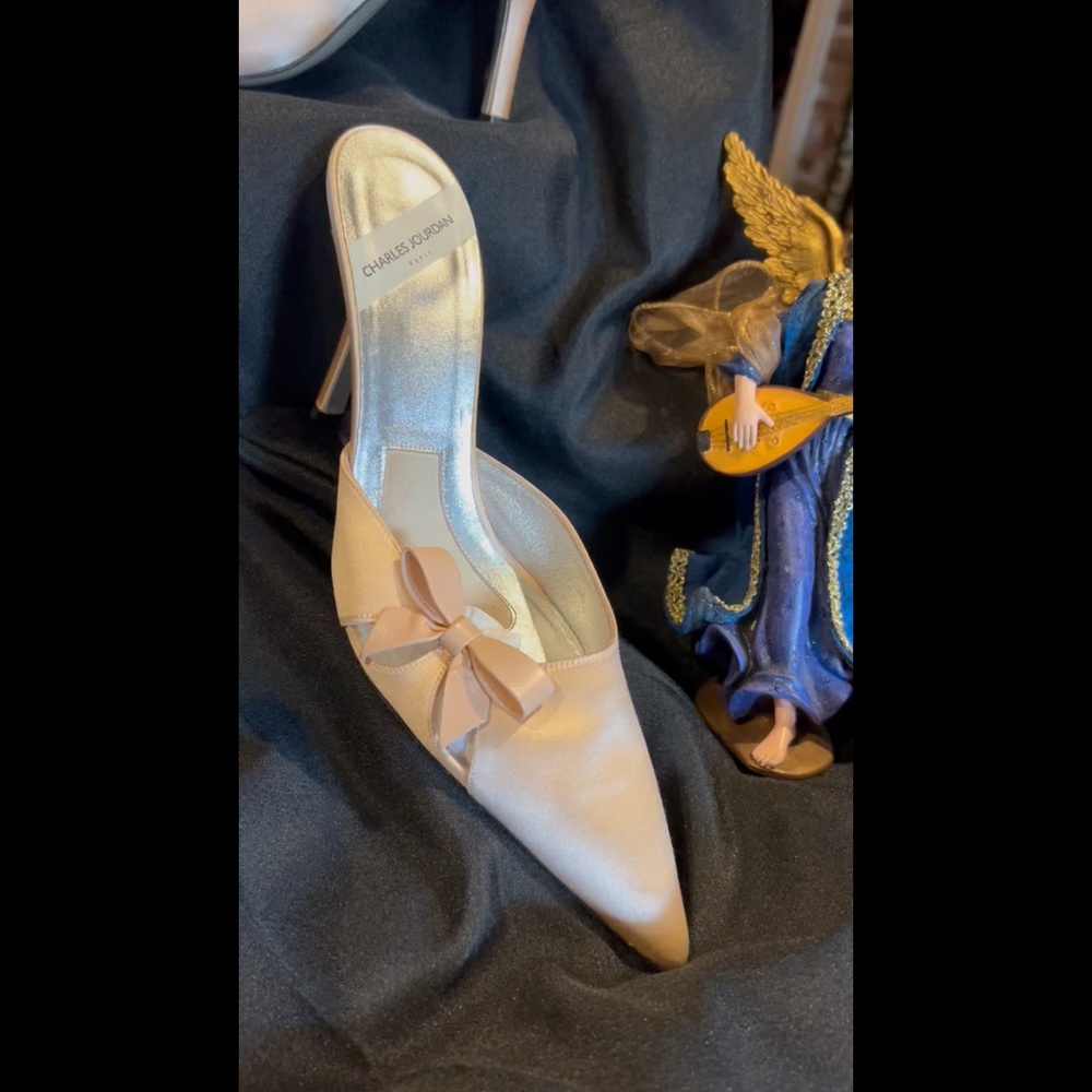 Silk Bareback high heel mule by Charles Jourdan Paris Shoes